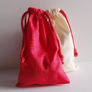 Red 6x10 Cotton Canvas Drawstring Bags   - 6" x 10"